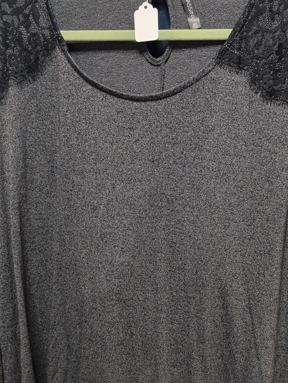 Massini Charcoal Gray Knit Top with Keyhole Back